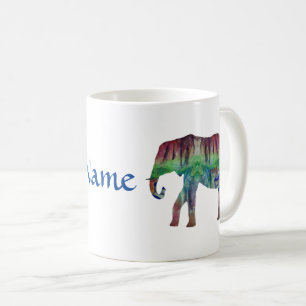 Elephant Watercolor Landscape Coffee Mug