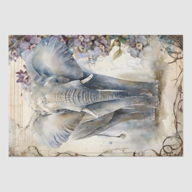 Elephant Watercolor Tissue Paper (Front)