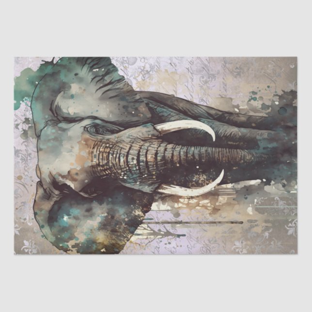 Elephant Watercolor Tissue Paper (Front)
