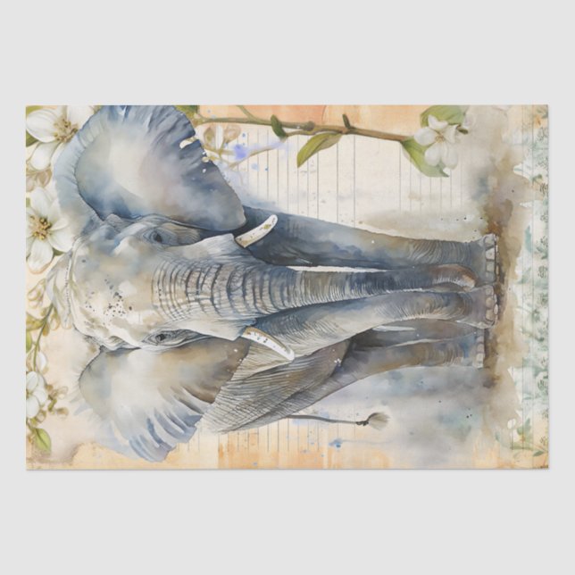 Elephant Watercolor Tissue Paper (Front)