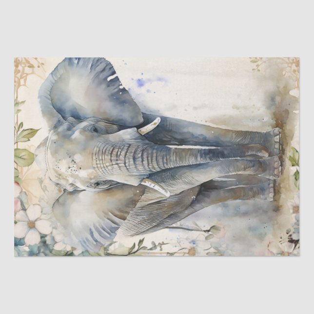 Elephant Watercolor Tissue Paper (Front)