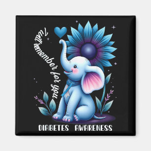 Elephant Wear Blue For Someone Diabetes Awareness Magnet