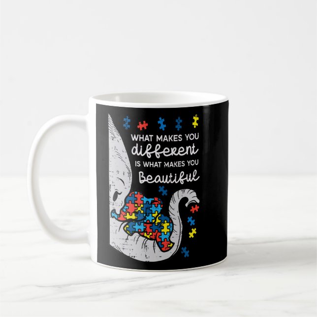 Elephant What Makes You Different Autism Awareness Coffee Mug (Left)