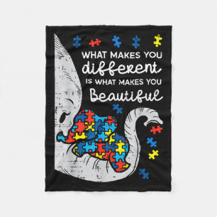 Elephant What Makes You Different Autism Awareness Fleece Blanket