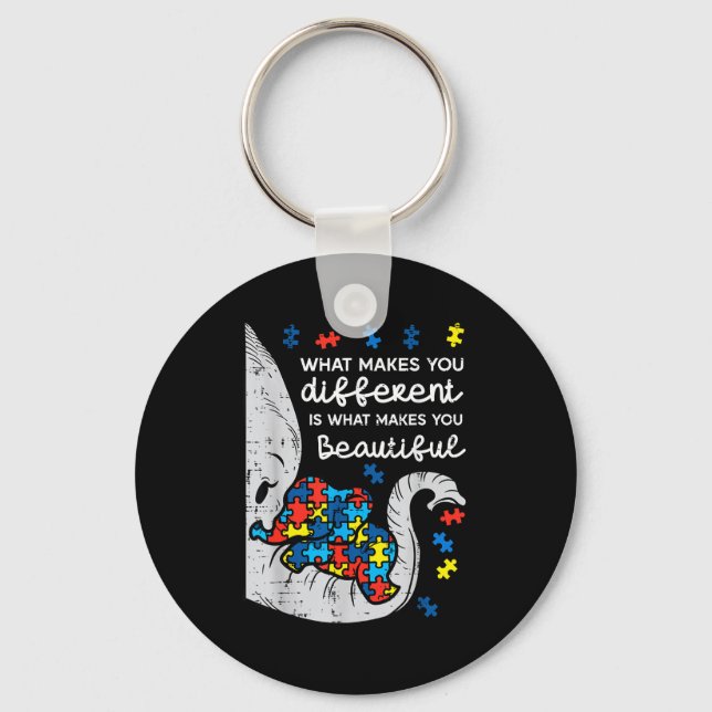 Elephant What Makes You Different Autism Awareness Key Ring (Front)