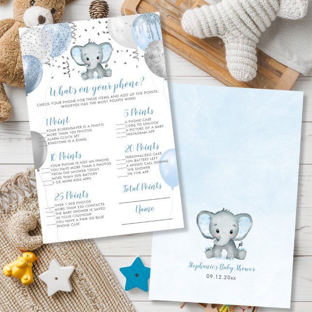 Elephant What's on your Phone Baby Shower Game (Elephant What's on your Phone Baby Shower Game)