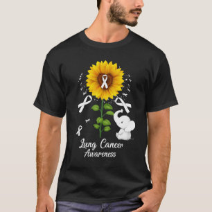 Elephant White Ribbon Lung Cancer Awareness Sunflo T-Shirt