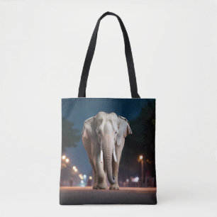 Elephant Wildlife Animal On Street Out Tote Bag