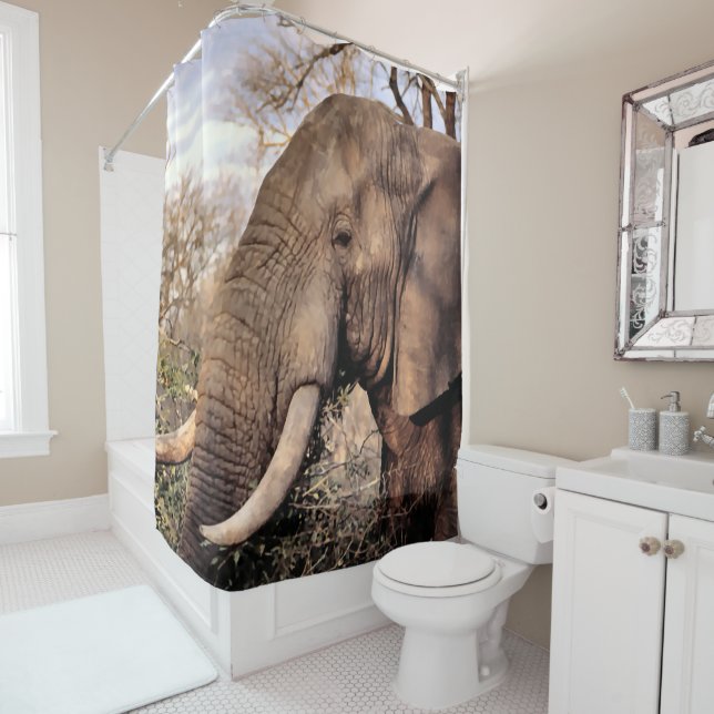 Elephant Wildlife Shower Curtain (In Situ)