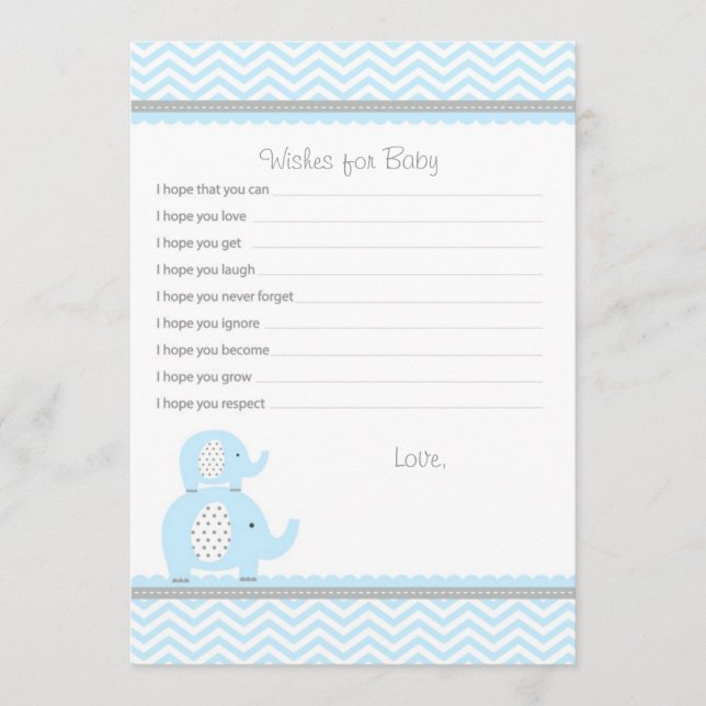Elephant Wishes for Baby Advice Cards (Front)