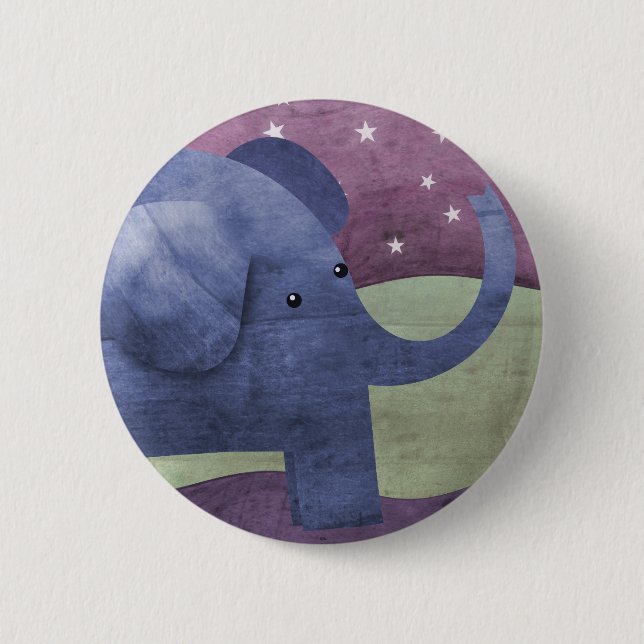 Elephant wishes upon a star - button badge (Front)