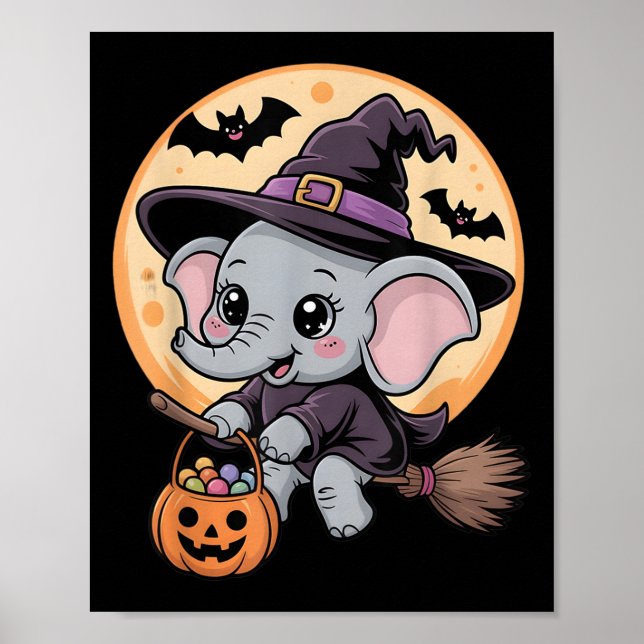 Elephant Witch Hat Pumpkin Halloween Costume Men W Poster (Front)