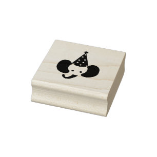 Elephant with a Party Hat Wood Art Stamp