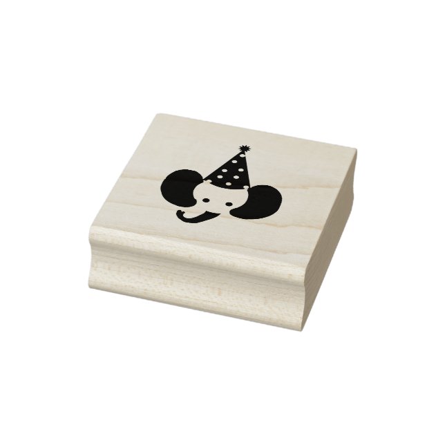 Elephant with a Party Hat Wood Art Stamp (Stamp)
