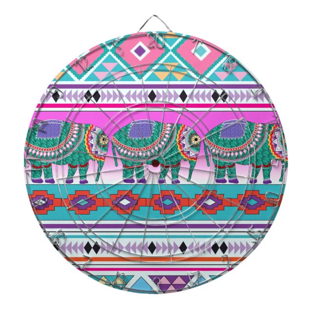 Elephant with Aztec Pattern Dartboard (Front)