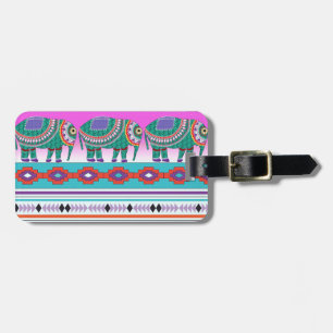 Elephant with Aztec Pattern Luggage Tag