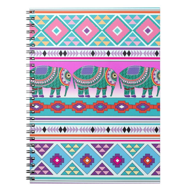 Elephant with Aztec Pattern Notebook (Front)