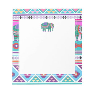 Elephant with Aztec Pattern Notepad