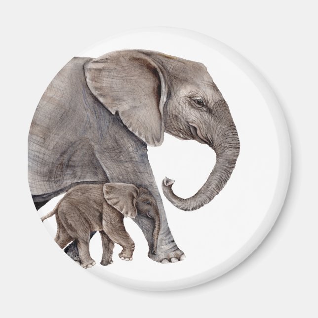 Elephant with Baby Elephant Magnet (Front)