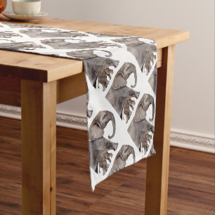 Elephant with Baby Elephant Short Table Runner