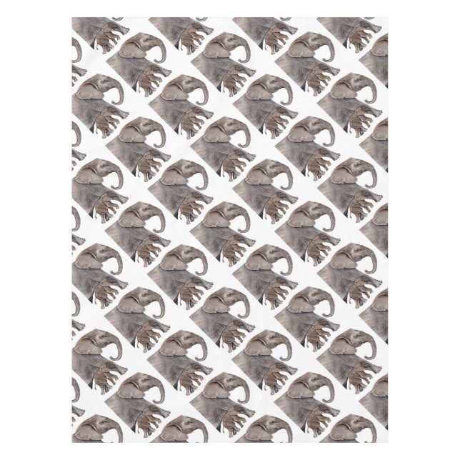 Elephant with Baby Elephant Tablecloth (Front)