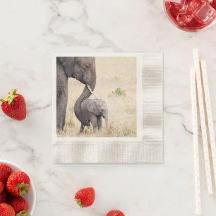 Elephant with baby photo napkin