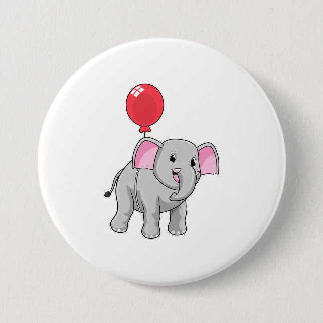 Elephant with Balloon 7.5 Cm Round Badge (Front)