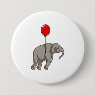 Elephant with Balloon 7.5 Cm Round Badge