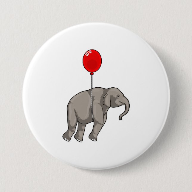 Elephant with Balloon 7.5 Cm Round Badge (Front)