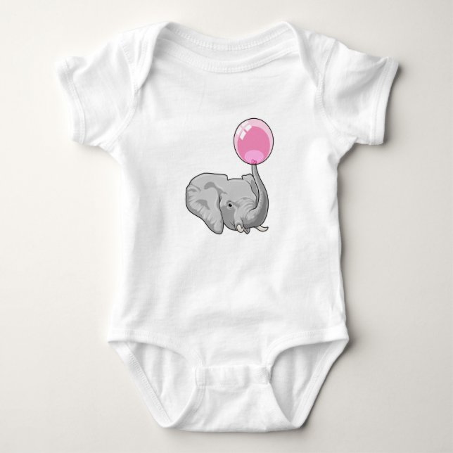 Elephant with Balloon Baby Bodysuit (Front)