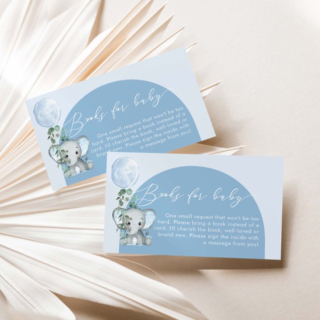  Elephant With Balloon Baby Shower Books For Baby Enclosure Card (Creator Uploaded)
