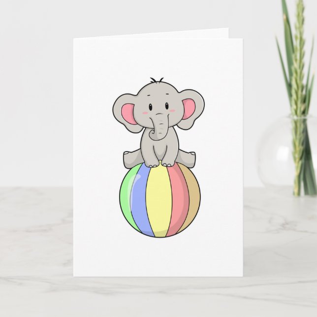 Elephant with Balloon Card (Front)
