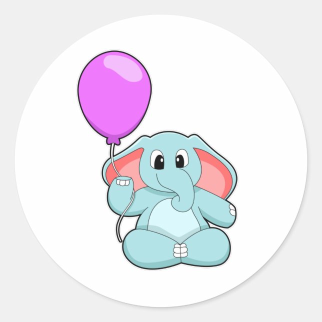 Elephant with Balloon Classic Round Sticker (Front)