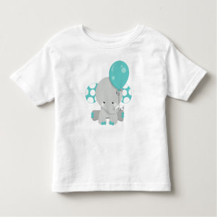 Elephant With Balloon, Cute Elephant - Blue Grey Toddler T-Shirt