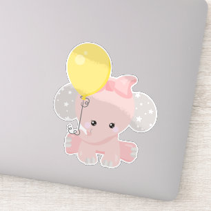 Elephant With Balloon, Cute Elephant, Crown, Stars