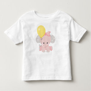 Elephant With Balloon, Cute Elephant, Crown, Stars Toddler T-Shirt