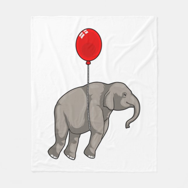 Elephant with Balloon Fleece Blanket (Front)