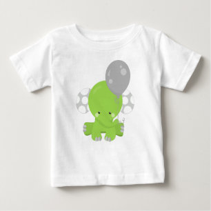 Elephant With Balloon, Green Elephant, Cute Animal Baby T-Shirt