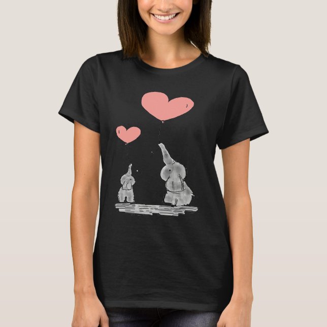 Elephant  with Balloon Heart Unisex T-Shirt (Front)