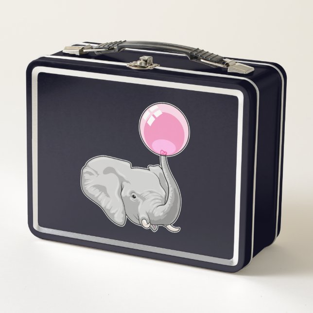 Elephant with Balloon Metal Lunch Box (Front)