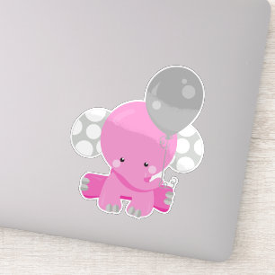Elephant With Balloon, Pink Elephant, Cute Animal