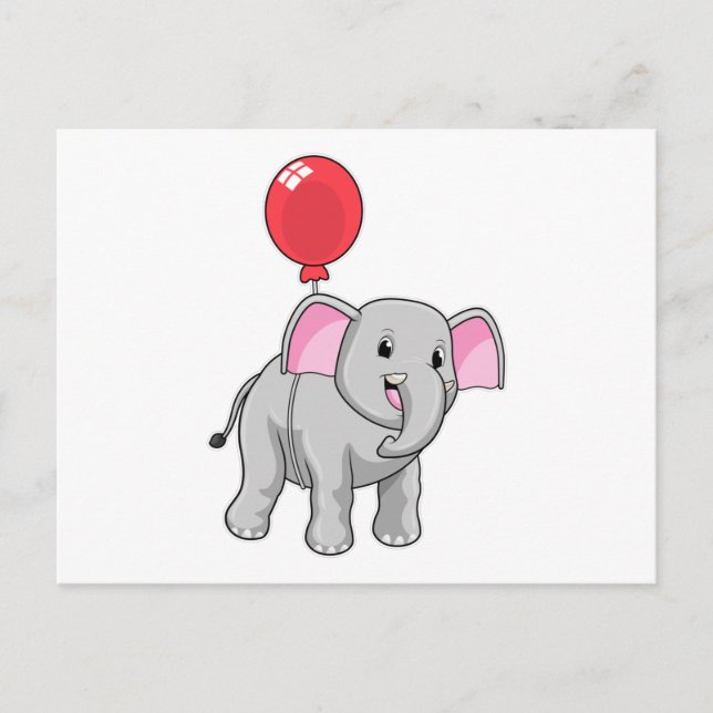 Elephant with Balloon Postcard (Front)