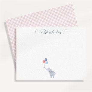 Elephant with Balloons Ping nursery note card