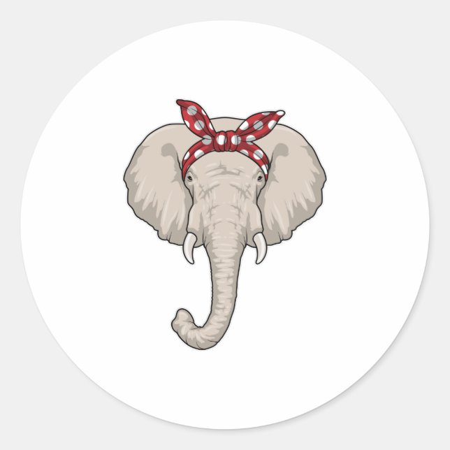 Elephant with Bandana Classic Round Sticker (Front)