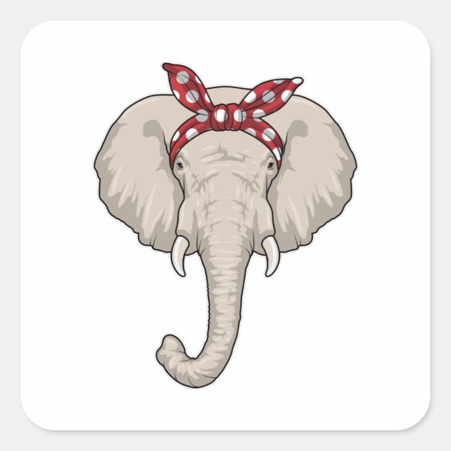 Elephant with Bandana Square Sticker (Front)
