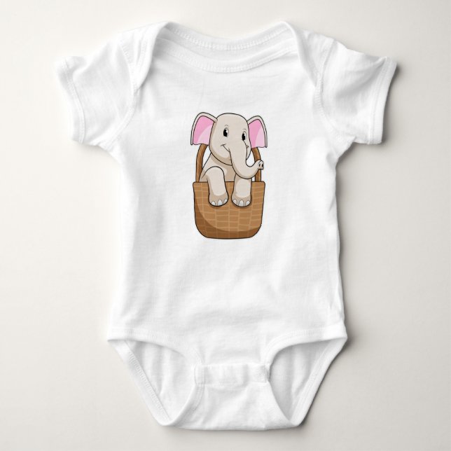 Elephant with Basket Baby Bodysuit (Front)