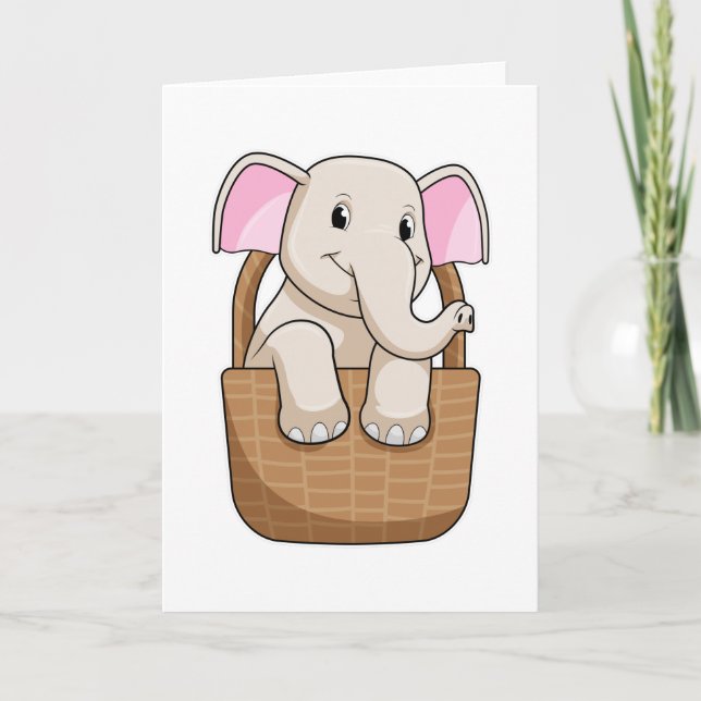 Elephant with Basket Card (Front)