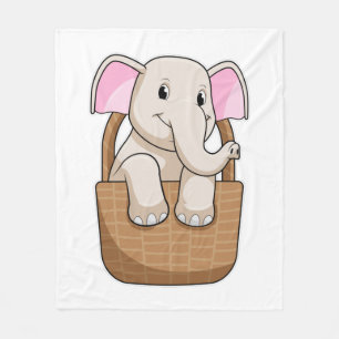 Elephant with Basket Fleece Blanket