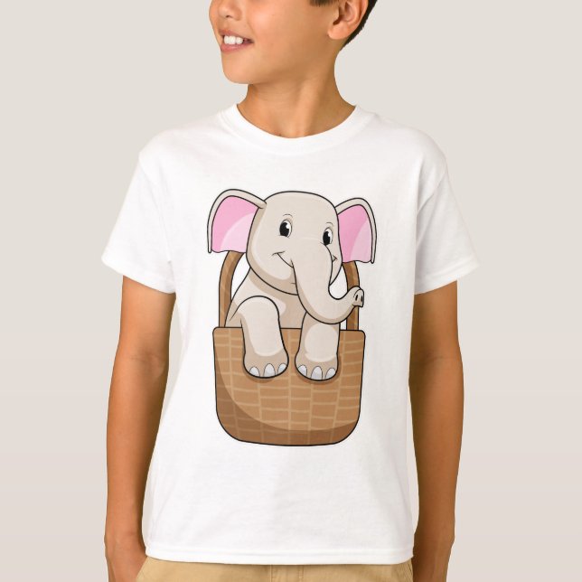 Elephant with Basket T-Shirt (Front)