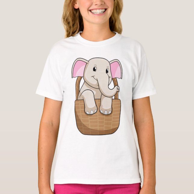 Elephant with Basket T-Shirt (Front)